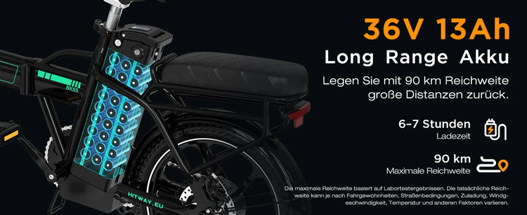 Bicicletta elettrica HITWAY, E-Bike pieghevole, Bici da città, Batteria al litio 36V/13Ah, Autonomia elettrica fino a 35-90 km