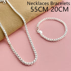 Andara Set di collana e bracciale a catena quadrata in argento sterling 925 da 4 mm per gioielli da festa per uomini e donne platinumshop
