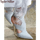 Primavera nuove pompe in pelle scamosciata a punta cinturino con fibbia a spillo tacchi alti pompe moda traspirante elegante passerella scarpe da donna di lusso 46