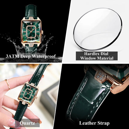 POEDAGAR Rettangolo Orologi da donna di lusso Impermeabile Data Orologio da donna in pelle Elegante orologio da polso da donna al quarzo moda Reloj regalo platinumshop