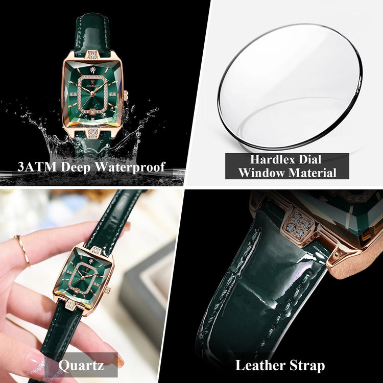 POEDAGAR Rettangolo Orologi da donna di lusso Impermeabile Data Orologio da donna in pelle Elegante orologio da polso da donna al quarzo moda Reloj regalo platinumshop