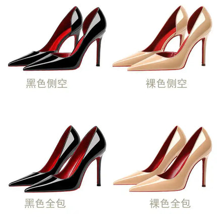 Tacchi da donna 2025 Nuovo marchio di lusso Décolleté Fondo rosso Punta a punta Strass Tacchi alti Elegante stiletto Party Prom Scarpe da donna