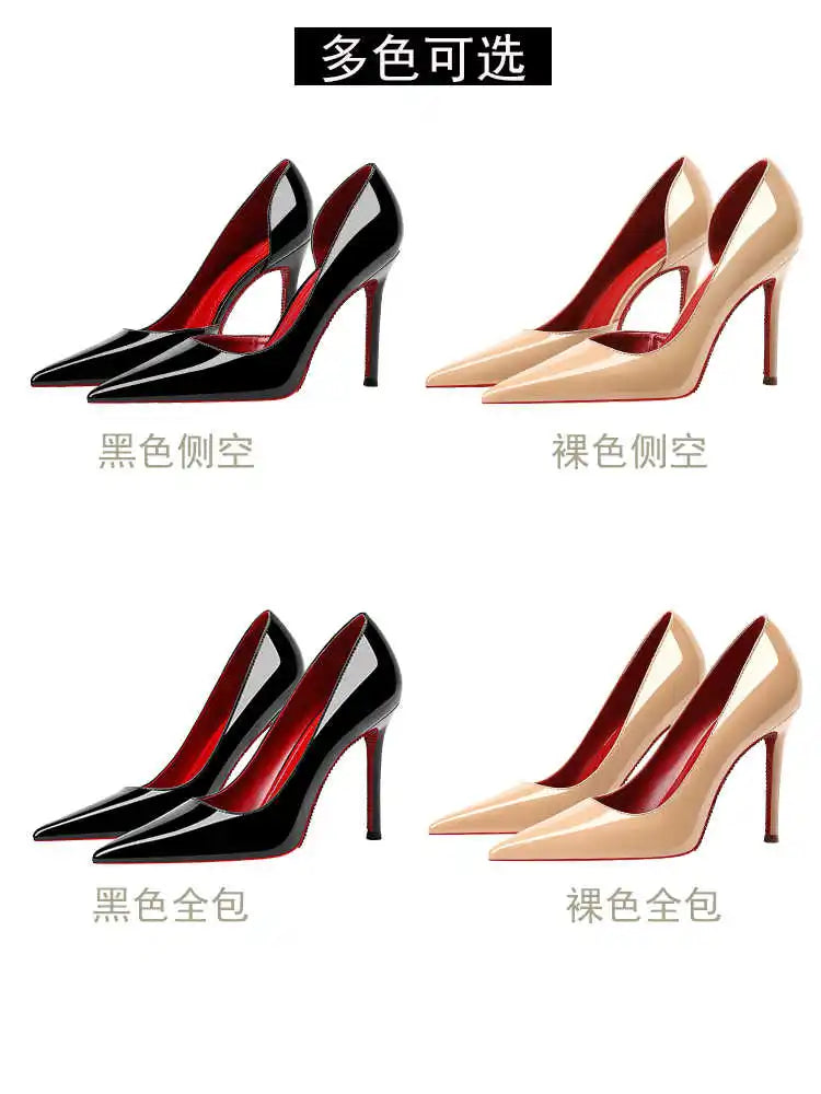 Tacchi da donna 2025 Nuovo marchio di lusso Décolleté Fondo rosso Punta a punta Strass Tacchi alti Elegante stiletto Party Prom Scarpe da donna