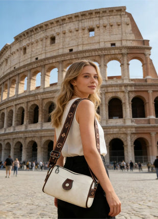 Borsa a Tracolla in Pelle Bianca 2-in-1 per Donne, Borsa a Tracolla Capiente con Tasca per Telefono, Elegante Borsa da Città