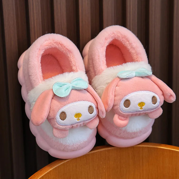 Winter Family Plush Slippers, Parent-Child Match Cartoon Indoor Home Shoes, Cozy Cotton-Lined Non-Slip Slides for All Ages