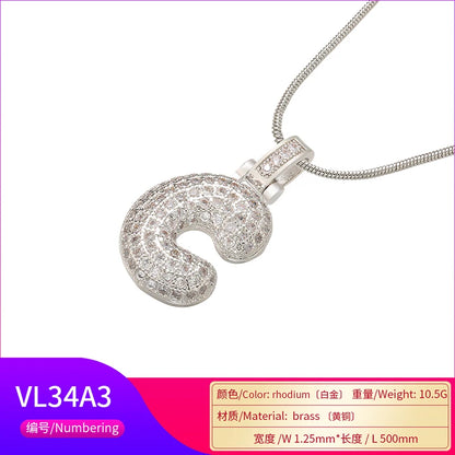 ZHUKOU Colore argento Bubble lettere iniziali collane 26 lettere pendenti collane per le donne Ottone CZ Gioielli all'ingrosso VL34