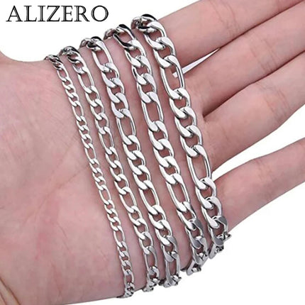 Men's 925 Sterling Silver Necklace 2/4/6/8/10/12MM 40-75cm Figaro Chain Necklace Lobster Clasp Men Women Engagement Jewelry PlatiNum