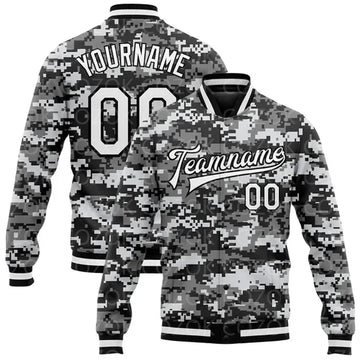 Custom Skull 3D Printed Baseball Button Jacket Bomber Full-Snap Varsity Letterman Jacket