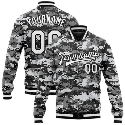 Custom Skull 3D Printed Baseball Button Jacket Bomber Full-Snap Varsity Letterman Jacket