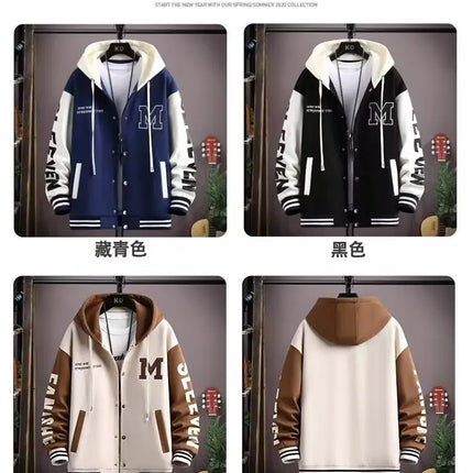 S-6XL Men's Hooded Pockets Cargo Jacket Men's Clothing Spring Autumn Japanese Fashion Loose Male Coat Hooded Baseball Jersey New