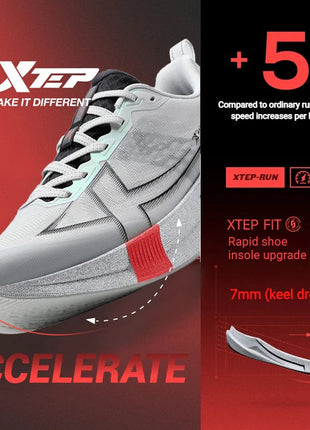 Xtep 2000km 5.0 Running Shoes Soft Universal Sneakers Cushion Durable Jogging Wear-Resistant Lightweight Shoes 874119110023 PlatiNum