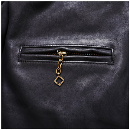 Genuine Leather Jacket Men Black Biker Coat Warm Windproof Snap Collar Zip Pockets Vintage Motorcycle Jacket Autumn Winter