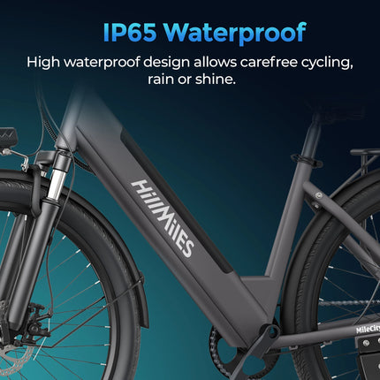 HillMiles MileCity 1 Bicicletta Elettrica Step-Through da 26 Pollici, E-Bike con Autonomia di 120 km, Motore da 250W, Batteria 36V 13Ah, 25 km/h, Cambio a 7 Velocità, Freni a Disco, Bici Elettrica per Pendolarismo Urbano, Sp