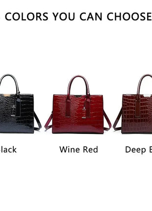 Luxury Vintage Women's Crocodile Pattern Handbag Large Capacity Tote Bag Leather Business Shoulder Bag For Female PlatiNum