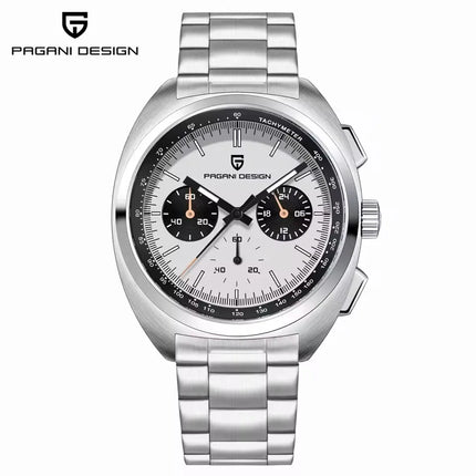 PAGANI DESIGN 2026 Nuovo Orologio al Quarzo con Quadrante Panda, Tutto in Acciaio, Movimento Giapponese, Cronografo di Lusso, Zaffiro, Luminoso, Impermeabile, Orologio da Uomo