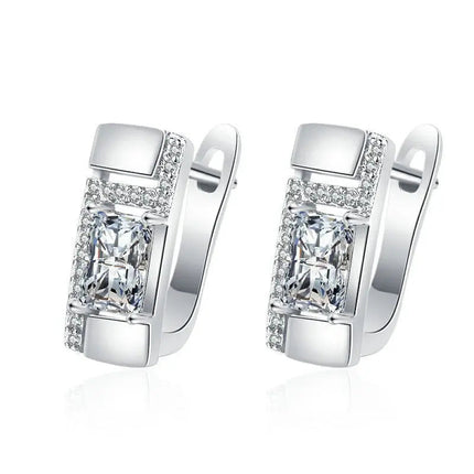 Orecchini in argento sterling 925 gioielli di alta qualità retrò modello semplice orecchini con zirconi bianchi viola vendita calda platinumshop