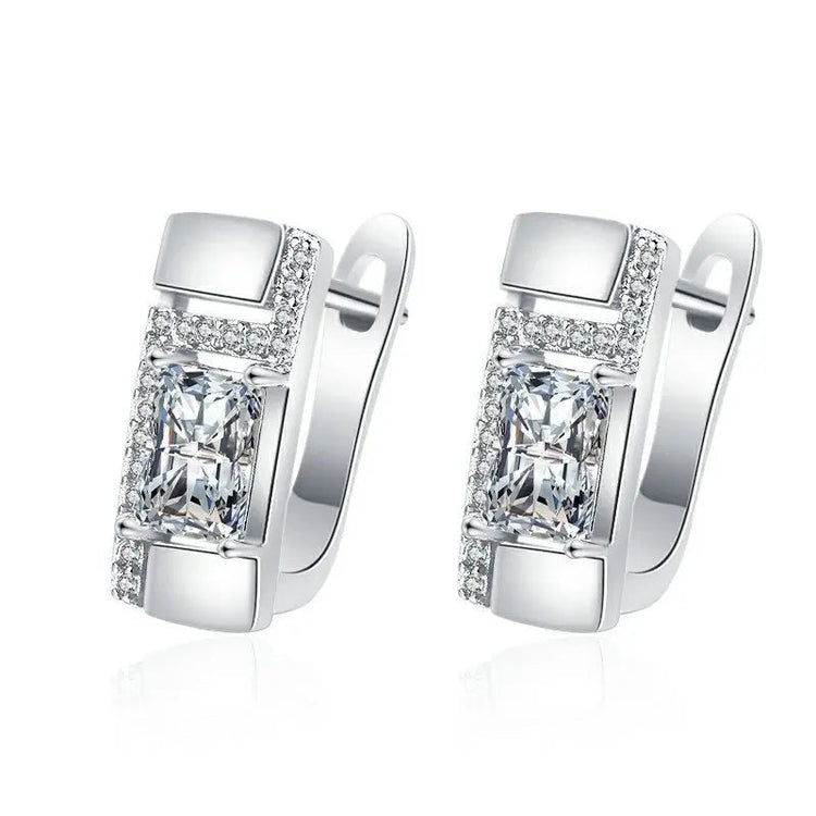 Orecchini in argento sterling 925 gioielli di alta qualità retrò modello semplice orecchini con zirconi bianchi viola vendita calda platinumshop