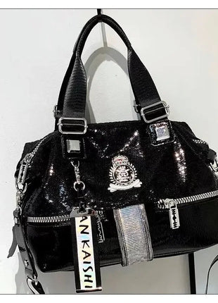 Large Capacity Handbag Female 2024 New Trend High-Grade Fashion Sequins Messenger Bag Luxury Designer Casual Tote Shoulder Bags PlatiNum