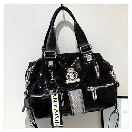 Large Capacity Handbag Female 2024 New Trend High-Grade Fashion Sequins Messenger Bag Luxury Designer Casual Tote Shoulder Bags PlatiNum
