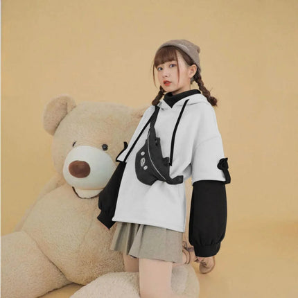 Y2K Clothes Cute bear backpack in spring and autumn  fashion Hoodie Women's winter Harajuku loose casual street clothes Japanese