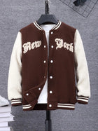 Boys' embroidered baseball uniform with letters on the outer tower is suitable for wearing in autumn and winter seasons
