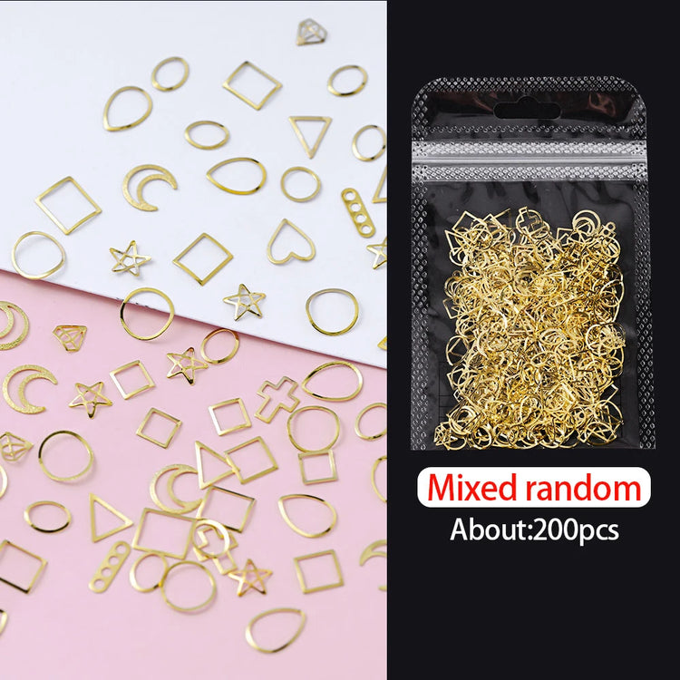 Ocean Starfish Shell Nail Charms Golden Silver Metal Nail Art Decoration 3D Nail Rivet Metallic Slice DIY Manicure Nail PartsY2K