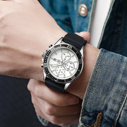 Orologi sportivi da uomo con cinturino in silicone casual Calendario di moda Orologio da polso da uomo d'affari Reloj Hombre platinumshop