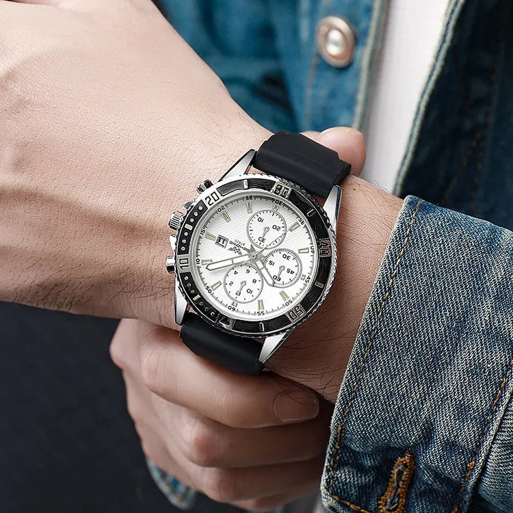 Orologi sportivi da uomo con cinturino in silicone casual Calendario di moda Orologio da polso da uomo d'affari Reloj Hombre platinumshop