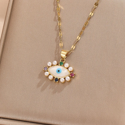 1 pezzo di collana cava con occhio del diavolo con zirconi colorati micro-intarsiati, gioielli eleganti e semplici, regalo per gli amici