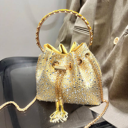 Handle Rhinestones Evening clutch Bag Purses and handbag luxury Designer shoulder bag Shiny Crystal Clutch purse bucket bag PlatiNum