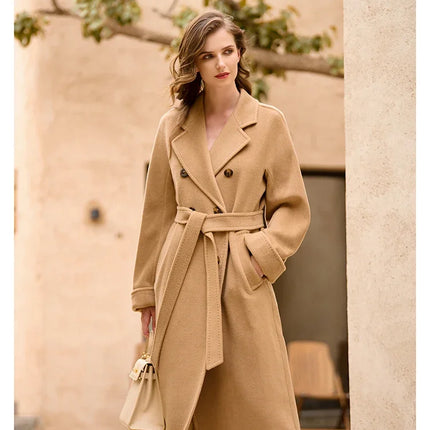 DUTRIEUX Women's Coat Double-sided 10% Cashmere 90% Wool Women's Long Coat Jacket, 2025 Winter New Long Cashmere Coat Women