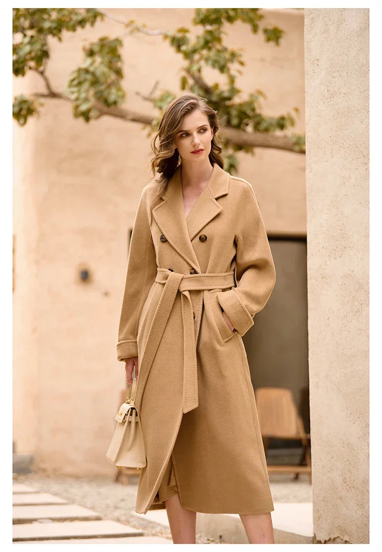 DUTRIEUX Women's Coat Double-sided 10% Cashmere 90% Wool Women's Long Coat Jacket, 2025 Winter New Long Cashmere Coat Women