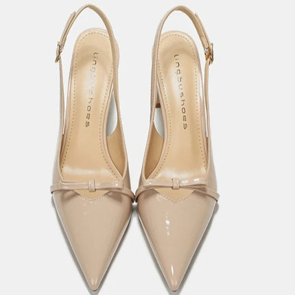 Pointed Toe Women's New Sandals 2025Summer Bow Luxury Brand Sexy Buckle High Heels Slingback Shallow Mouth Girls Mary Jane Shoes PlatiNum