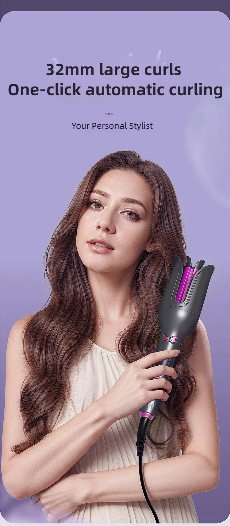 TINSOL 32MM Electric Rotary Curling Iron Automatic Hair Curler Negative Ion Air Rotating Curling Bar Professional Styling Tool