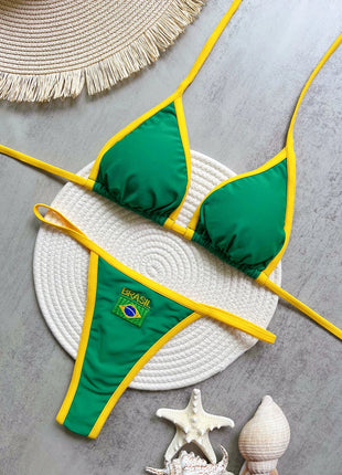 Nuovo Bikini Donna 2026 con Stampa Divisa, Costume da Bagno Moda G-string Push-up per Vacanze al Mare, Abbigliamento da Spiaggia Thong