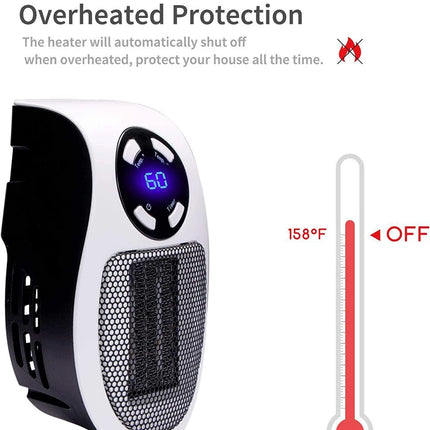 Portable Mini Space Heater with Remote Control Fast Heating Electric Warmer for Room Office Desk Indoor Use