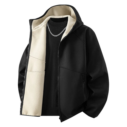 Men's Sweatshirt Set Fleece Jacket Sweatpants 2 Piece Hooded Oversize 6XL 7XL 8XL Tracksuit Winter Warm Zip Outfit Thick Thermal
