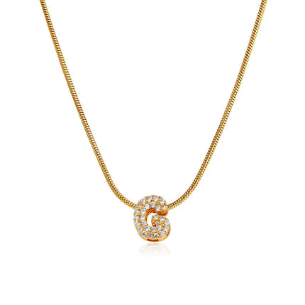 Fashion Tiny CZ Zircon Initial Alphabet Pendant Neckalce Gold Plated Stainless Steel A-Z Letter Necklaces Birthday Gifts Jewelry PlatiNum