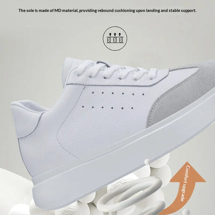 7CM Invisible Height Elevator Shoes for Men Breathable Comfort Leather Casual Sneakers Thick Platform Sole Lace Up Lift Sports