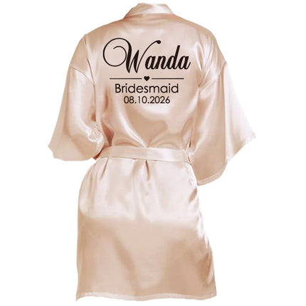 Nome personalizzato Data Accappatoio da sposa Abito da sposa in seta sintetica Sposa Damigella d'onore Abiti da sposa Donna Addio al nubilato