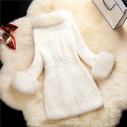 Winter 2025 Faux Fur Coat Women Thick Outwear Female Long Fake Fox Fur Thick Long Sleeve Jacket  Ladies Slim  Warm Faux Fur Coat