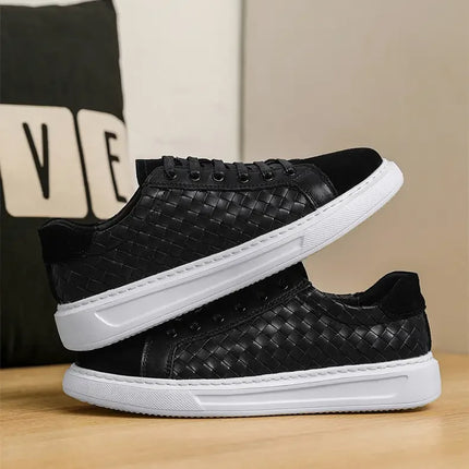 Sneakers Premium Breathable Woven Black Casual Shoes for Men Lightweight Comfortable Daily Walking Outdoor Footwear