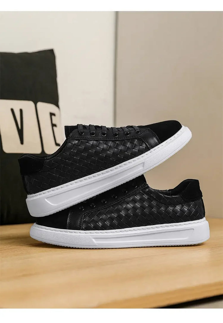 Sneakers Premium Breathable Woven Black Casual Shoes for Men Lightweight Comfortable Daily Walking Outdoor Footwear