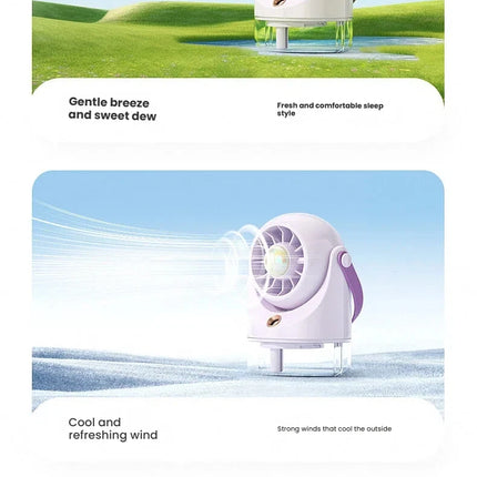Ventilatore Portatile da Tavolo con Nebulizzatore d'Aria Fredda, Ricarica USB, Raffreddamento ad Acqua, Ventilatore Turbo con Umidificazione, Compatto Ventilatore Personale con Nebbia