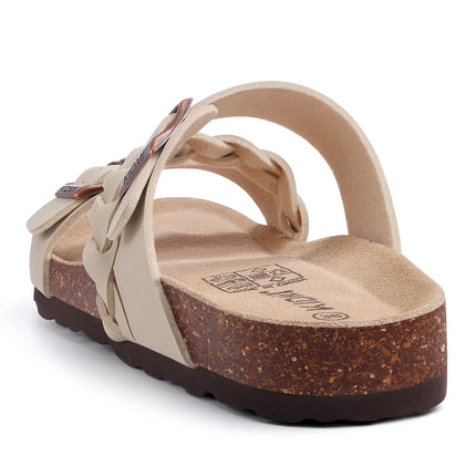 Crestar Sandali con pedana in sughero da donna Sandali scorrevoli slip-on con fibbia alla moda da donna Nuove pantofole comode estive con supporto per l'arco plantare