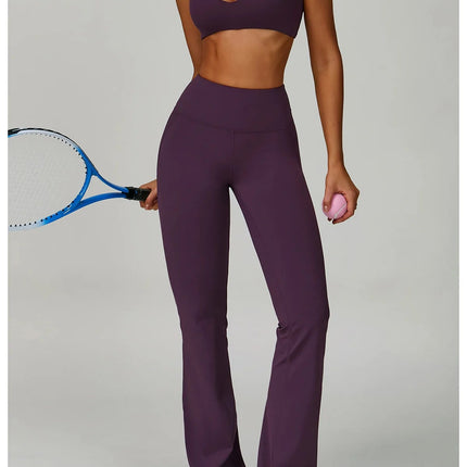 Flared Leggings Women's Wide-leg Pants High Waisted Hip lifting Yoga Pants Quick Drying Running Exercise Fitness Bell bottoms PlatiNum
