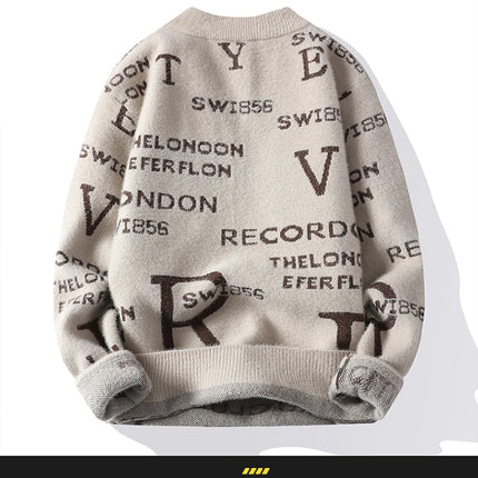 Fashion Letter Sweater For Mens Pullover O-Neck Slim Fit Jumpers Knitwear Warm Winter Korean Style Casual Mens Clothes