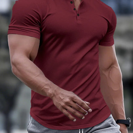 Men's Classic Summer Polo Shirt, Solid Color Casual, Comfortable, Breathable, Stand-Up Collar, Short Sleeve Muscle Sports Top