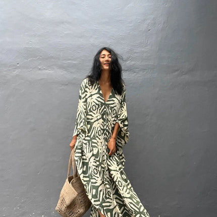 Abiti caftano da donna con scollo a V, costume da bagno estivo, copricostume caftano, abiti da spiaggia maxi taglie forti platinumshop