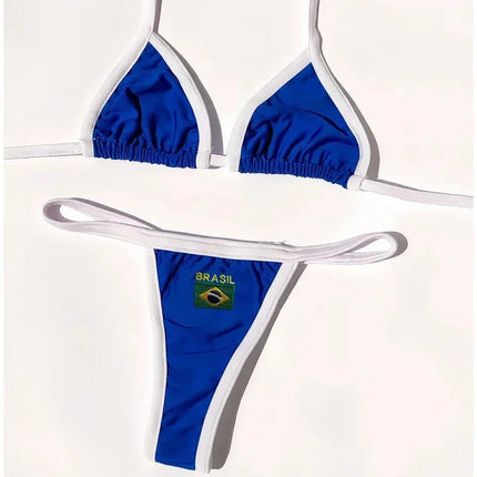 Costume da Bagno Bikini Brasiliano Ricamato a Contrasto con Patchwork per Donna - Set Estivo da Spiaggia platinumshop